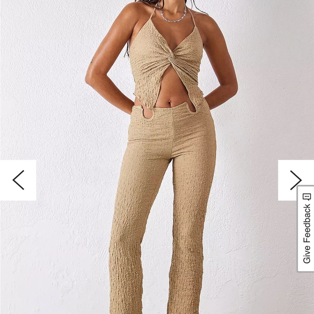 The Kript Tan Textured Women's Jumpsuit